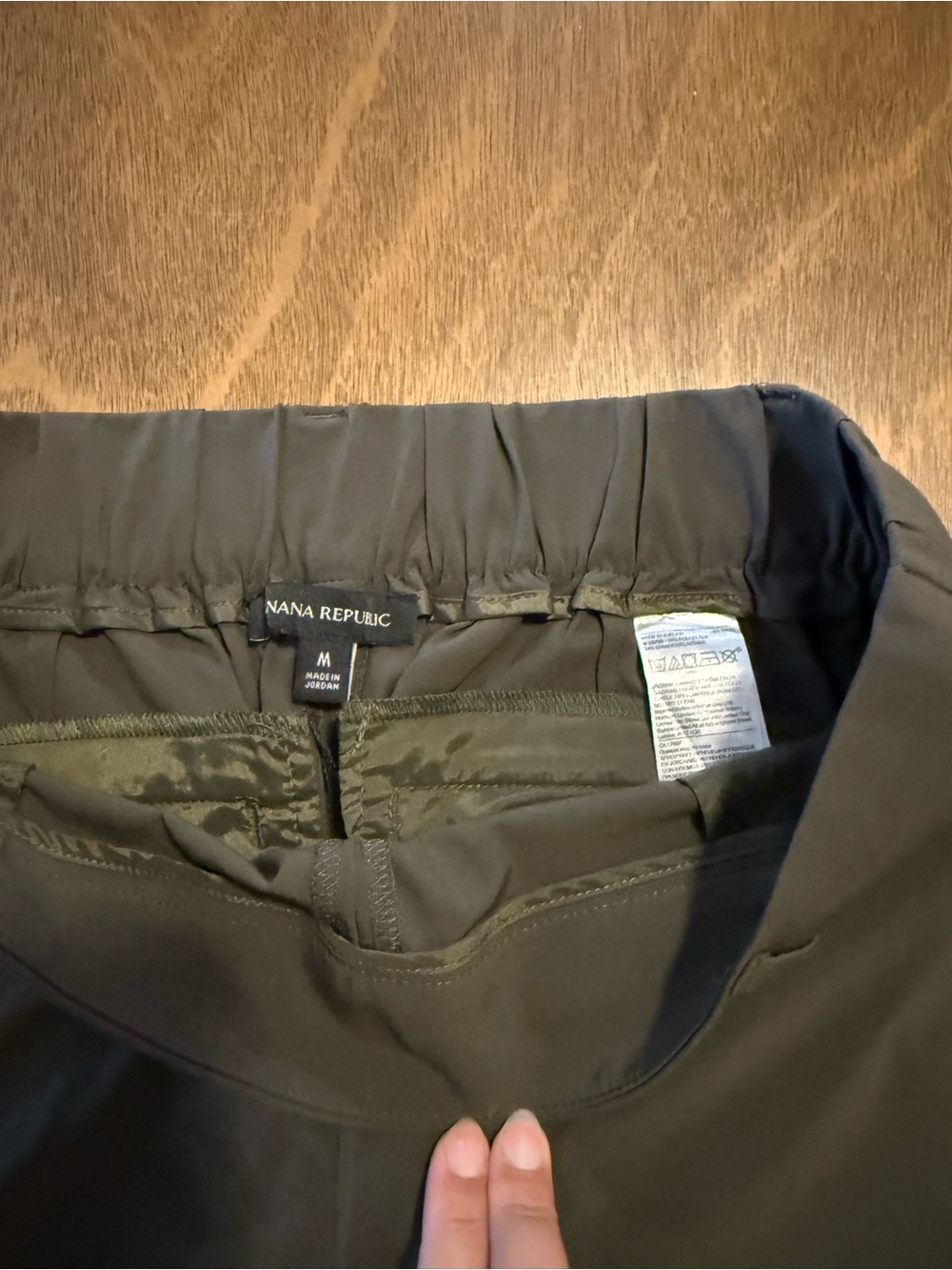 Banana Republic Olive Green Elastic-Waist Trousers